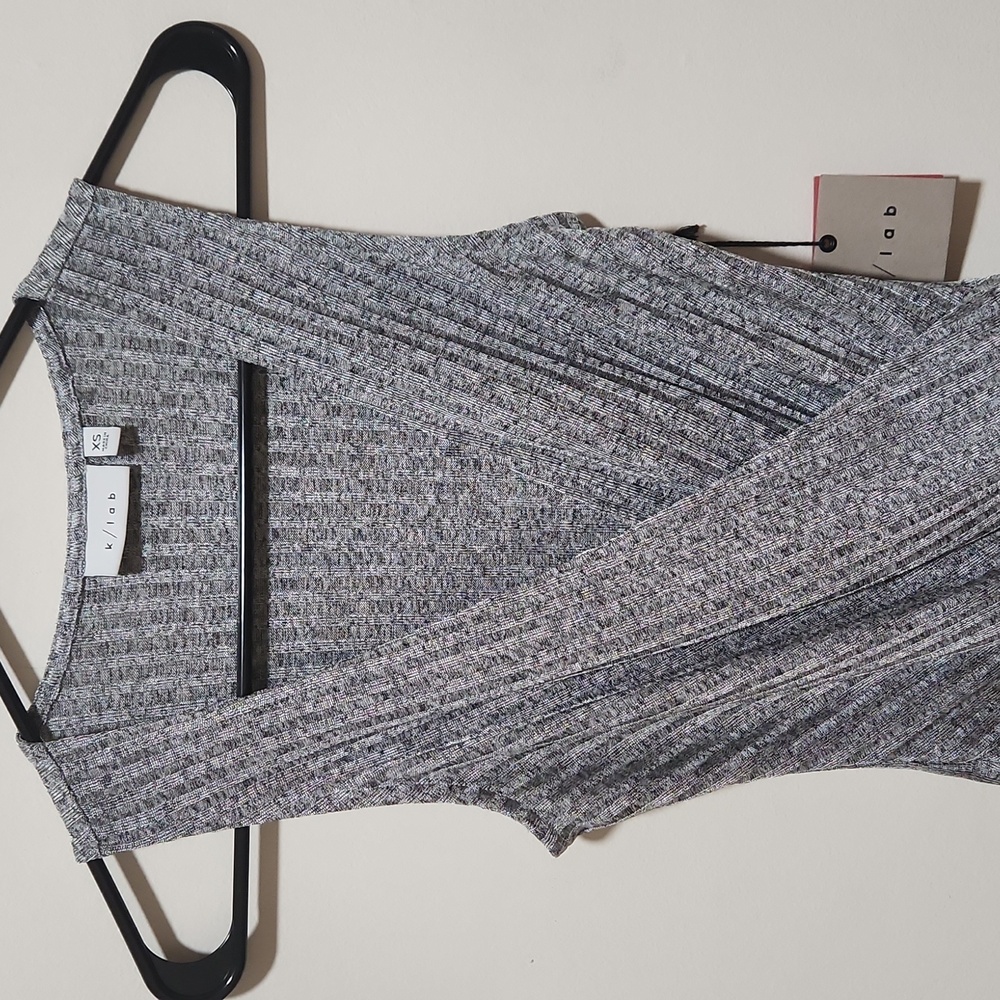 K/Lab Ribbed Cross Front Bodysuit – Heather Gray, Size XS, NWT - Picture 2 of 3